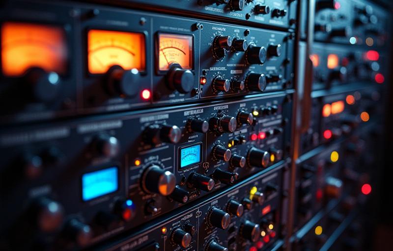 Rack of studio outboard processing gear